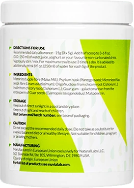 Ilustración de los ingredientes activos de Fibre Select dentro del envase.